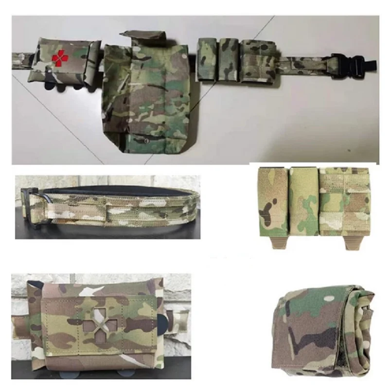 Ranger Green Military Belt Army Shooting Tactical Belt + Medical Bag+Recycling Bag+Triple Magazine Bag