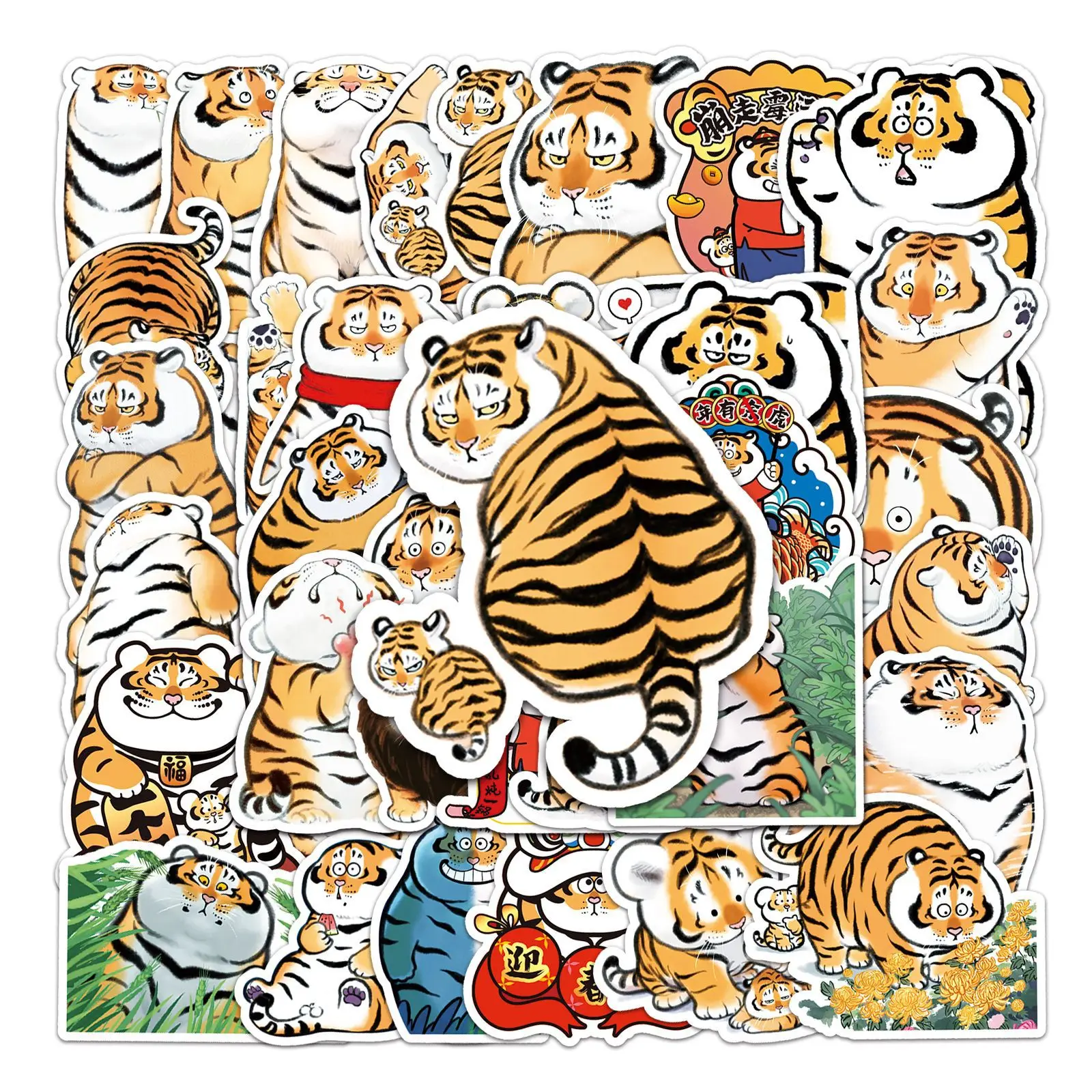 

Stickers Cute Tiger Cartoon Graffiti Children's Sticker Pack Toys Stationery Notebook Laptop Wall Decals Guitar Motorcycle