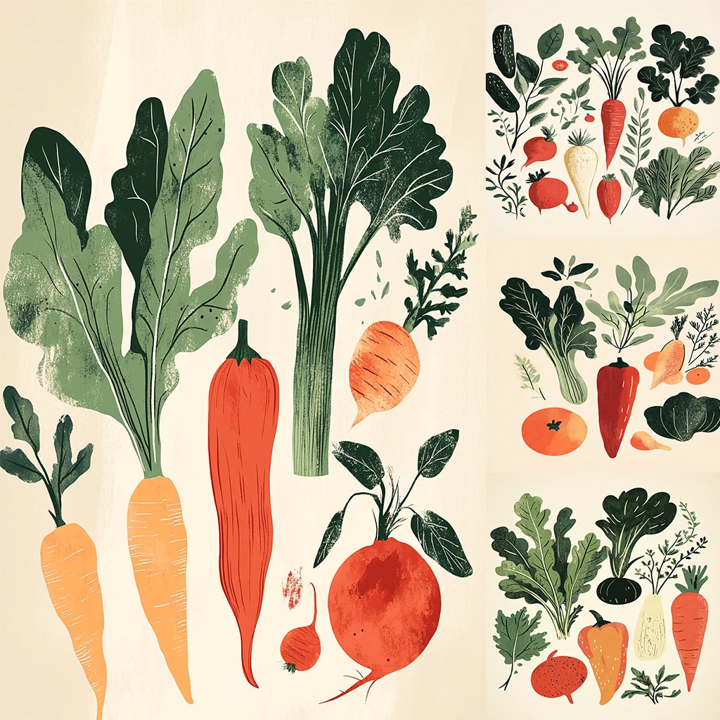 Печать на холсте &quotОвощная иллюстрация&quot DEWPRINT