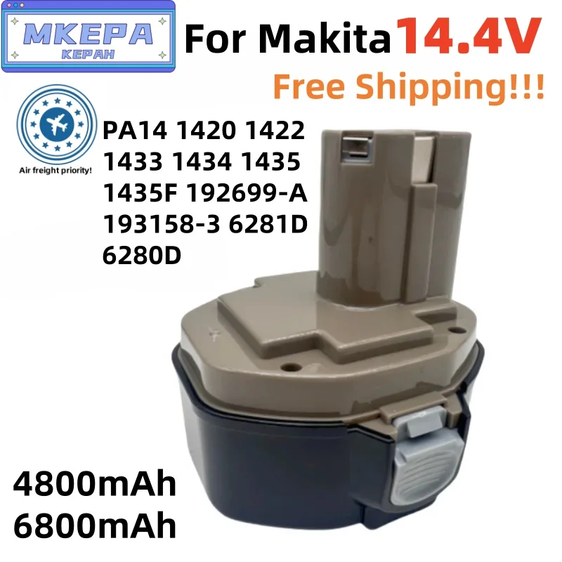 Новинка для Makita 14 4 В NI-MH 6800 мАч Сменный аккумулятор аккумулятора PA14 1420 1422 1433 1434 1435
