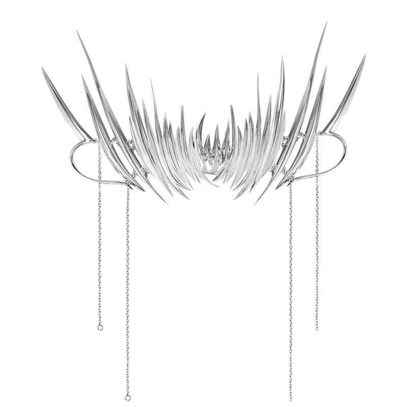 Luxury Cyber Punk Rock Mask Liquid Irregular Silver Color Hollow Exaggerate Facial Earring For Women Men Party Perform Jewelry