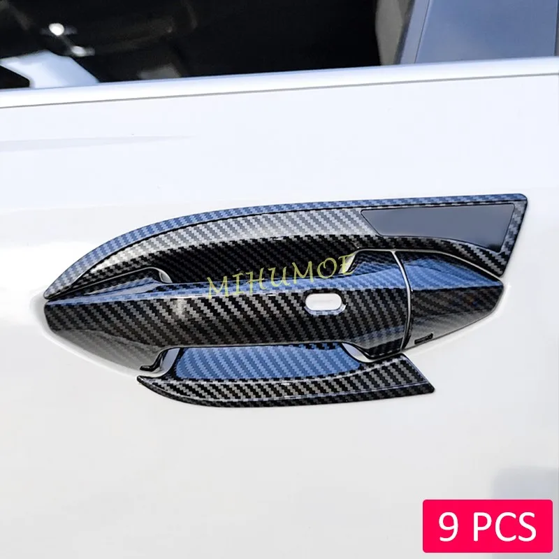 

LHD Carbon Fiber Car Exterior Door Handle Strip Cover + Bowl Cup Surrounds For Audi A3 S3 Sportback Sedan 2021 2022