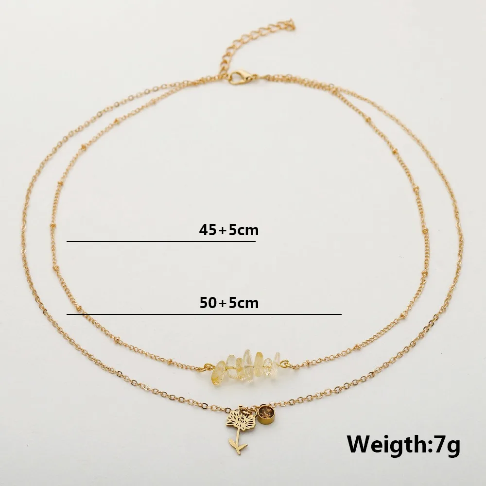 Ожерелье женское многослойное из нержавеющей стали с кристаллами 12 знаков