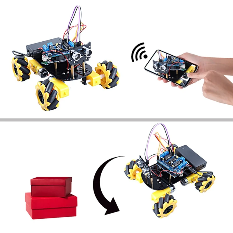 Motor-Driven Robot 360 Degree Rotation For Arduino Mini Mecanum Wheel Car Kit Car Intelligent Robot Chassis Diylearning enlarge
