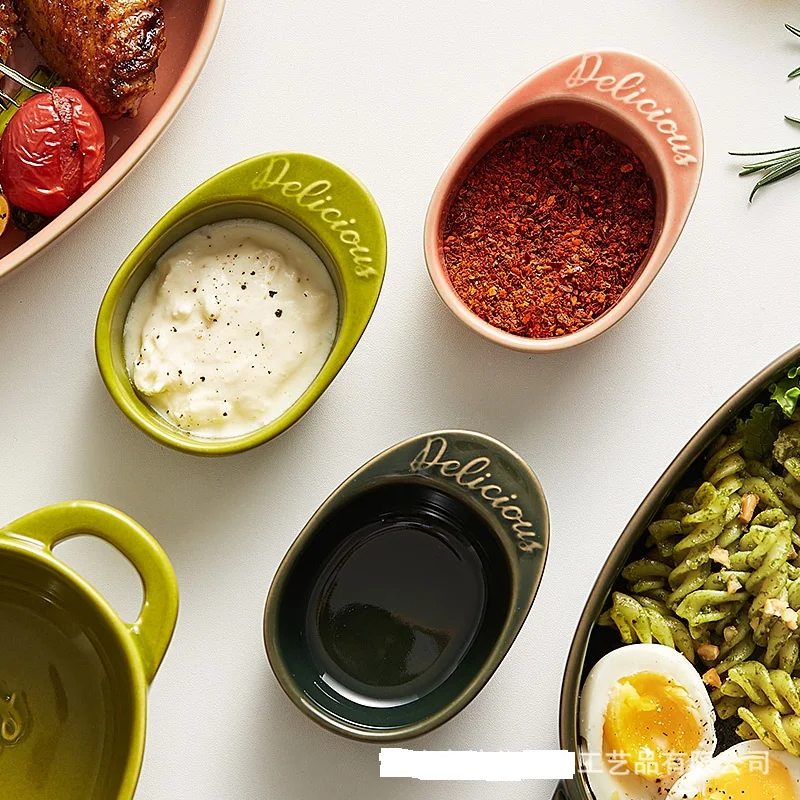 

YOZWOO Nordic Ceramic Dry Dip Dish Home Creative Sauce Dish Hot Pot Barbecue Seasoning Dish Soy Sauce Vinegar Small Plate Dish