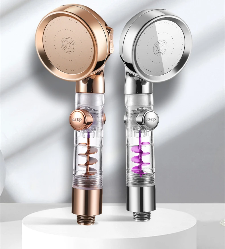 

Gold Silver Flash 3 Function High Pressure Shower Head Handheld Spray Nozzle Bathroom Faucet Accessories