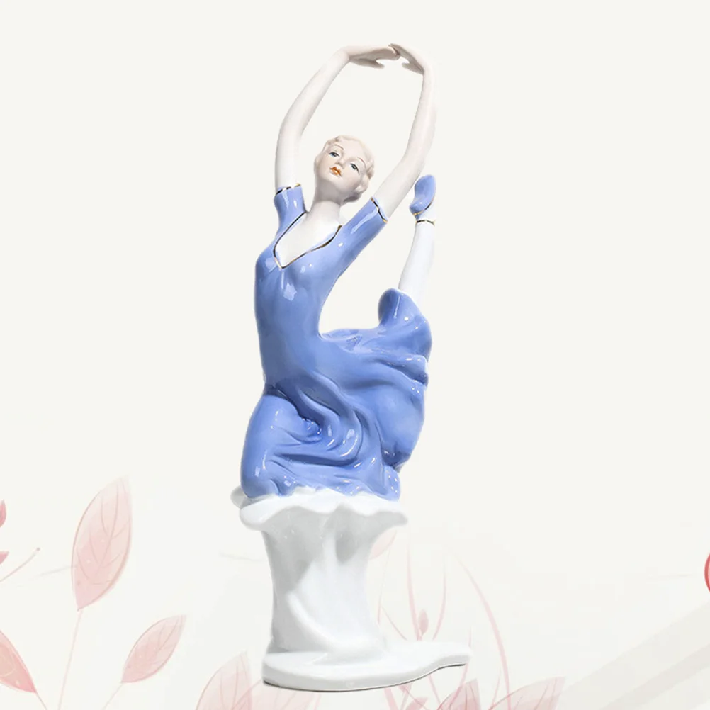 

European Style Ceramic Crafts Desktop Decoration Figure Statue Crafts Home Adornment Blue (Dancing Western Beauty)
