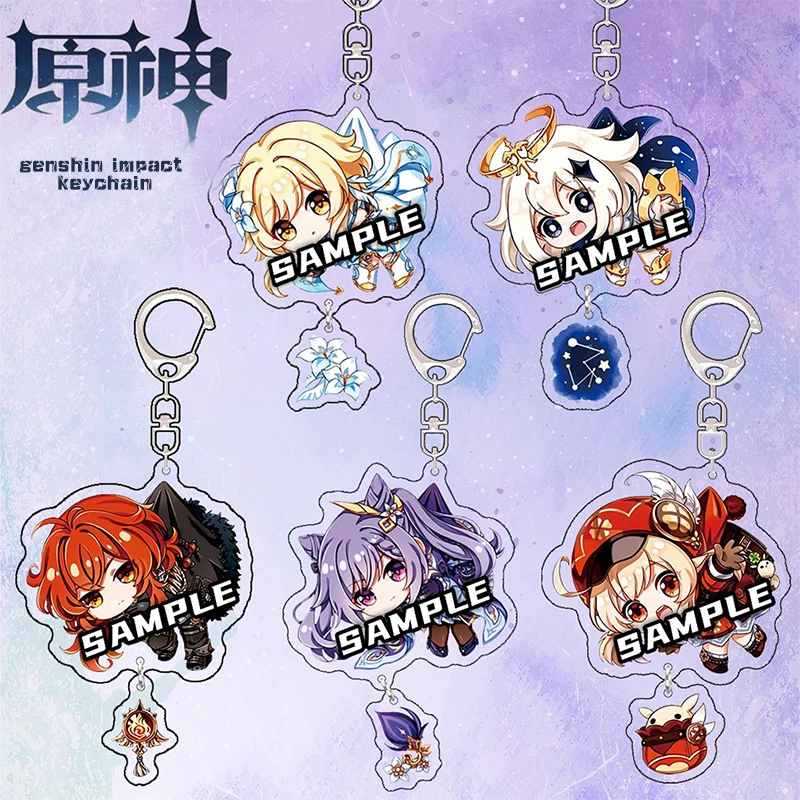 

6CM Genshin Impact Game Peripheral Keychain Acrylic Material Merch Double-Sided Sandwich Pendant Accessories Decoration Collect