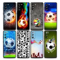 fire football soccer ball phone case for samsung galaxy s7 s8 s9 s10e s21 s20 fe plus ultra 5g soft silicone