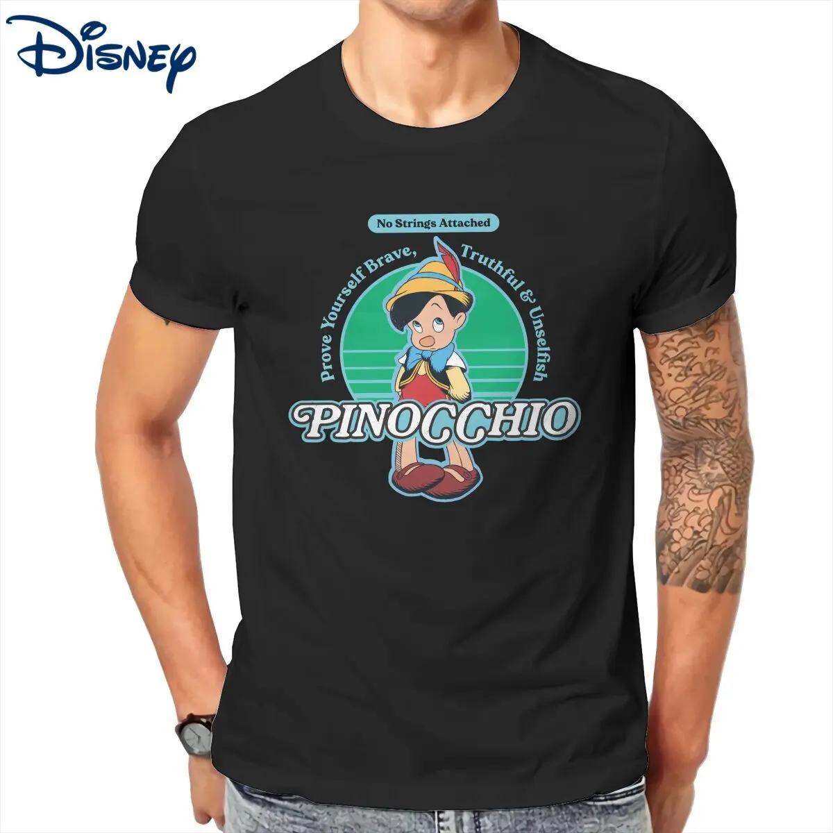 

Pinocchio No Strings Attached T-Shirts for Men Round Neck Cotton T Shirt Vintage Guillermo Short Sleeve Tee Shirt New Clothes