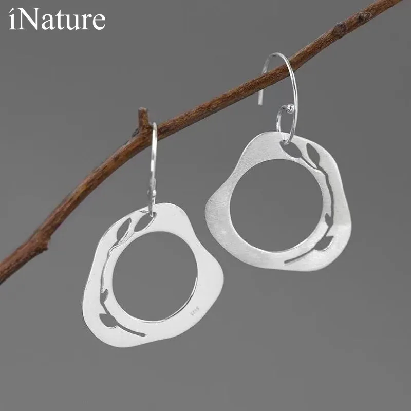 

INATURE 18K Gold Plated Sterling Silver Hollow Flower Leaves Drop Earrings for Women Jewelry