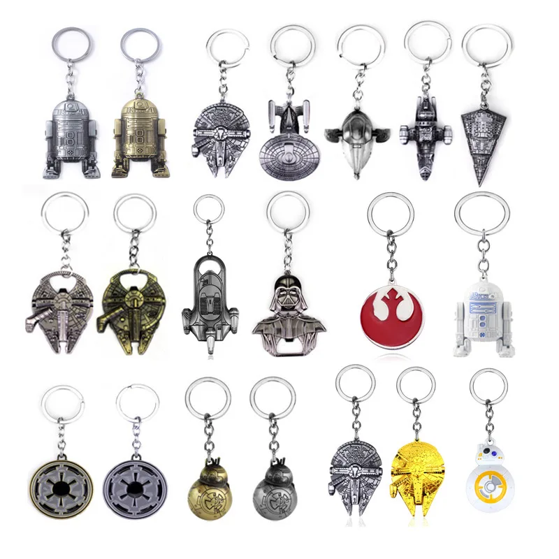 

Star Wars keychains Disney movies MILLENNIUM FALCON BB8 Darth Vader spaceship alloy keyring Pendant Decorations Birthday Gift