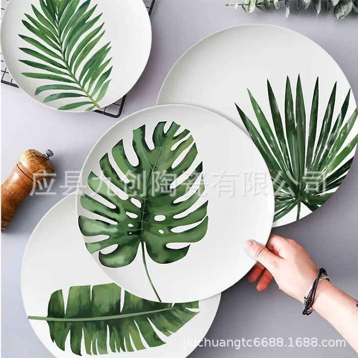 

New bone china dinner plate wedding Hotel model room tableware turtle backed bamboo C set plate fresh style