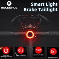 rockbros bike tail light ipx6 waterproof mtb road bicycle rear light smart brake sensor warning cycling light bike accessories