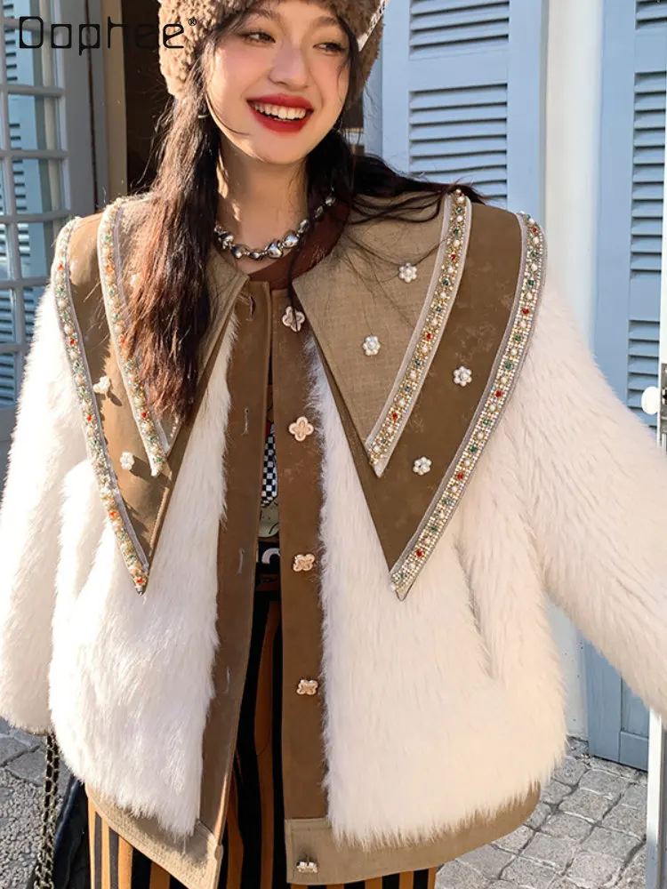 Luxury Original Oversized Women's Clothing 2022 Winter New Socialite Temperament Thickening Long Sleeve White Fur Coat Female