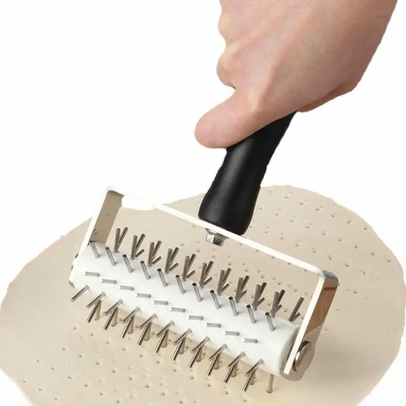 

Pizza Puncher Stainless Steel Pizza Hole Puncher Pastry Roller Pin Biscuit Dough Pie Hole Pizza Bread Needle Wheel Cutter