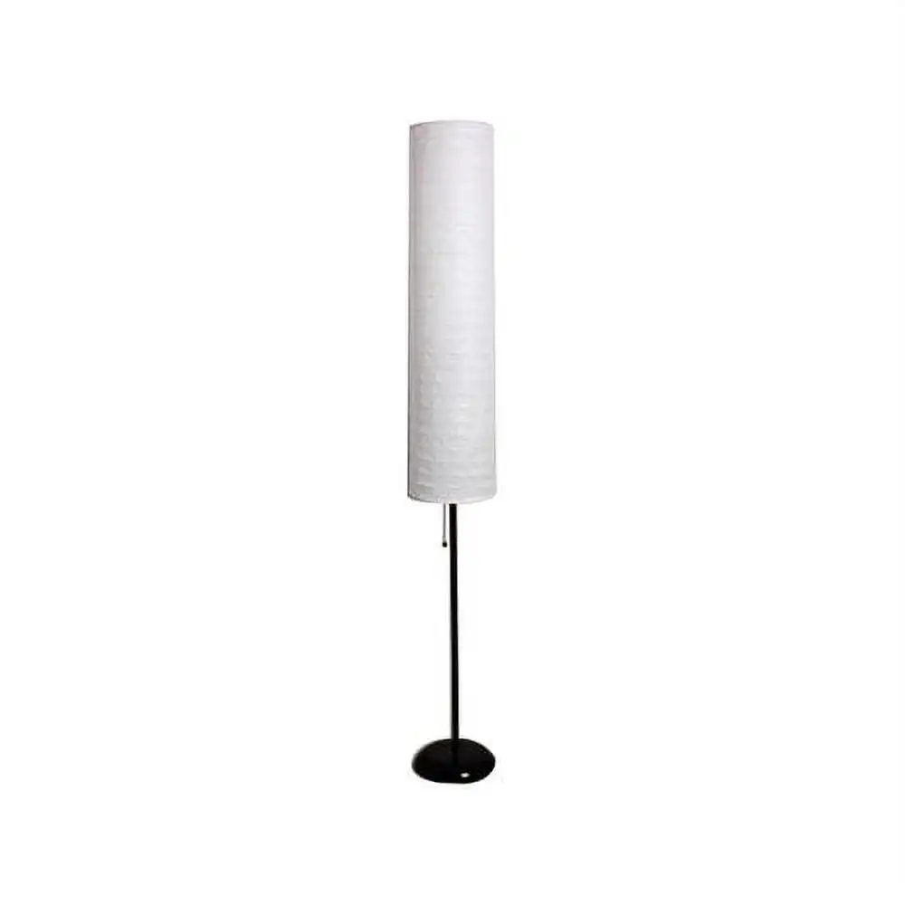 

58" Rice Paper Shade Floor Lamp, Black Finish Large floor lamp