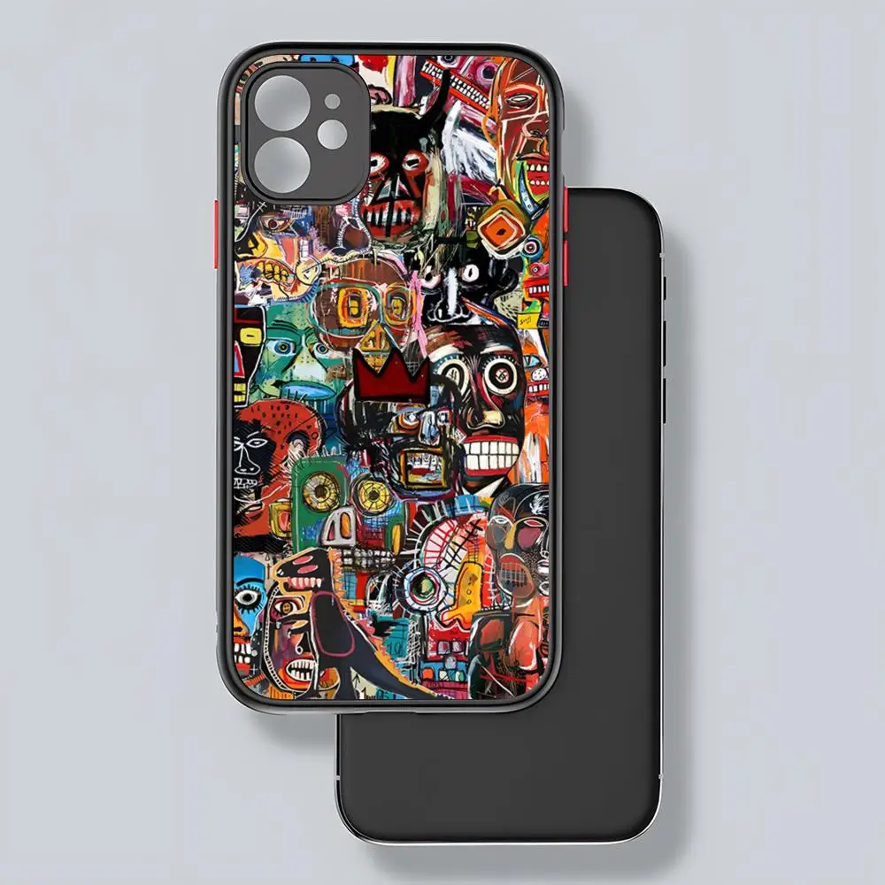 J-Jean-M-Michel B-BasquiatS Art Чехол для телефона с матовой прозрачной задней панелью iPhone 15 16