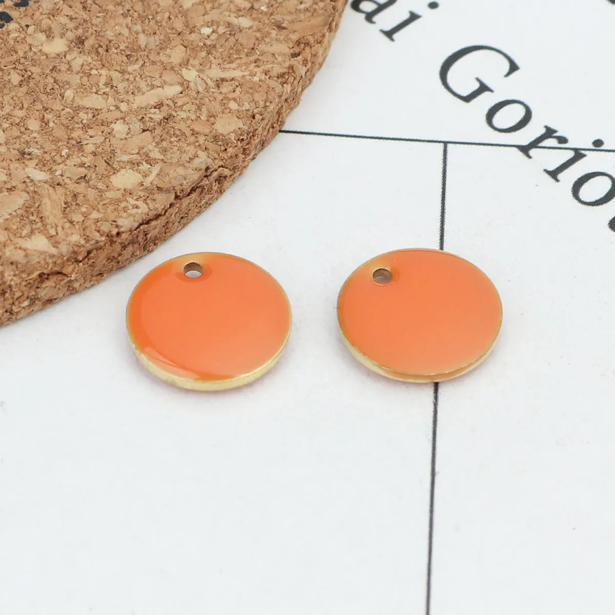 12 mm Round Enamelled Sequins Charms Copper Enamel Double Sided Charms Gold Color For DIY Jewelry Making Accessories,10PCs images - 6