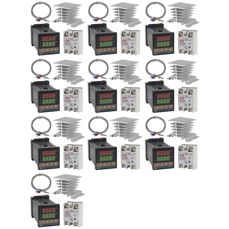 Фото Комплект терморегулятора DTA4-10X PID REX-C100 с высоковольтным реле SSR 40DA+ и термозондом K (100-240В переменного тока) №1
