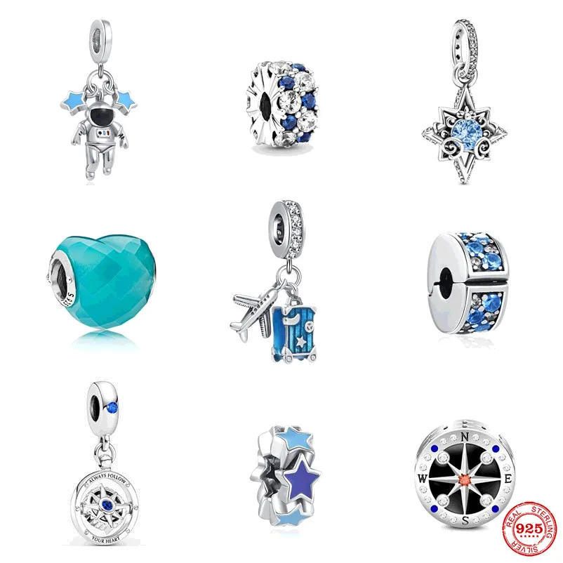 Новинка блестящие бусины серебро 925 пробы спиннинг-компас подвески-шармы