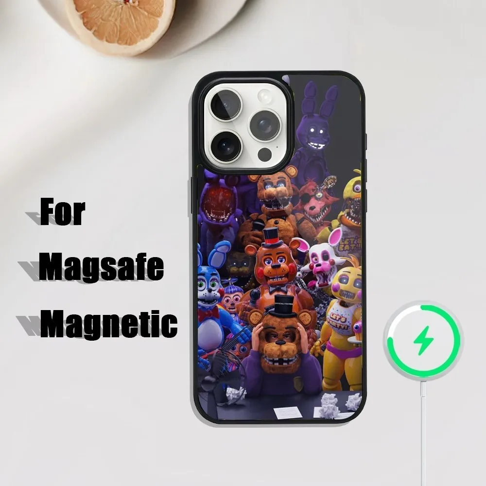 Five-Nights-At-Freddys F-Fnaf Phone Case For iPhone 16 15 14 13 12 11 Plus Pro Max Mini Magsafe Magnetic Wireless Charging