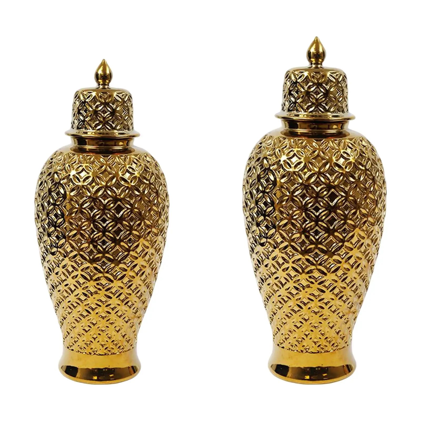 

Ceramic Ginger Jar with Lid, Flower Vase Decorative Jars Collectable Glossy Floral Arrangement General Jars for Home Decoration