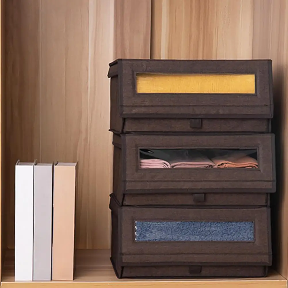 

Compact Durable Folding Clothes Toys Bin Organizer Box Flip Type Storage Organizer Box Tear-resistant for Living Room