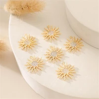 new creative gold color plated brass crystal sunflower star charms for diy earrings necklace pendant jewelry making accessories