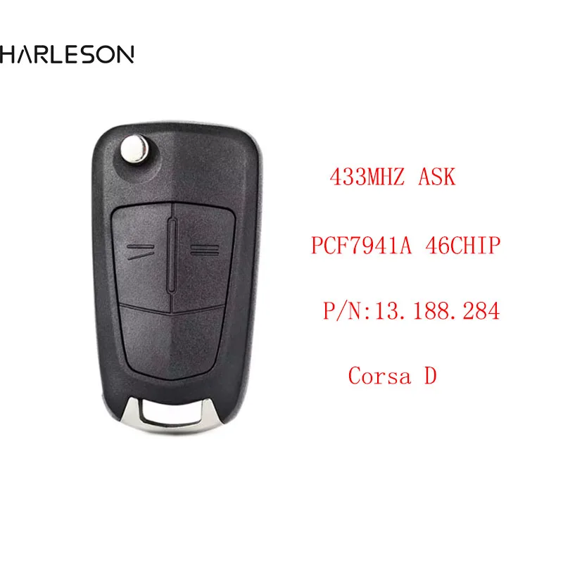 2-кнопочный Автомобильный Дистанционный ключ 433 МГц для Opel/Vauxhall Corsa D 2007 2008 2009 2010 2011