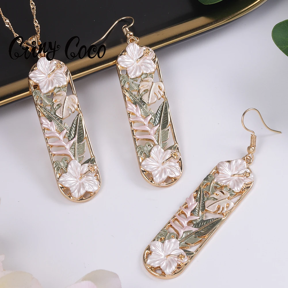 

Cring Coco Hawaiian Hibiscus Flower Necklace 2022 Fashion Polynesian Pendants Necklaces Trend Enamel Pendant Jewelry for Women