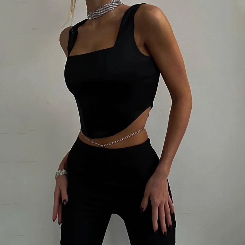Уличная одежда наряды для женщин корсет топ без рукавов и майка кроп-топ Y2K