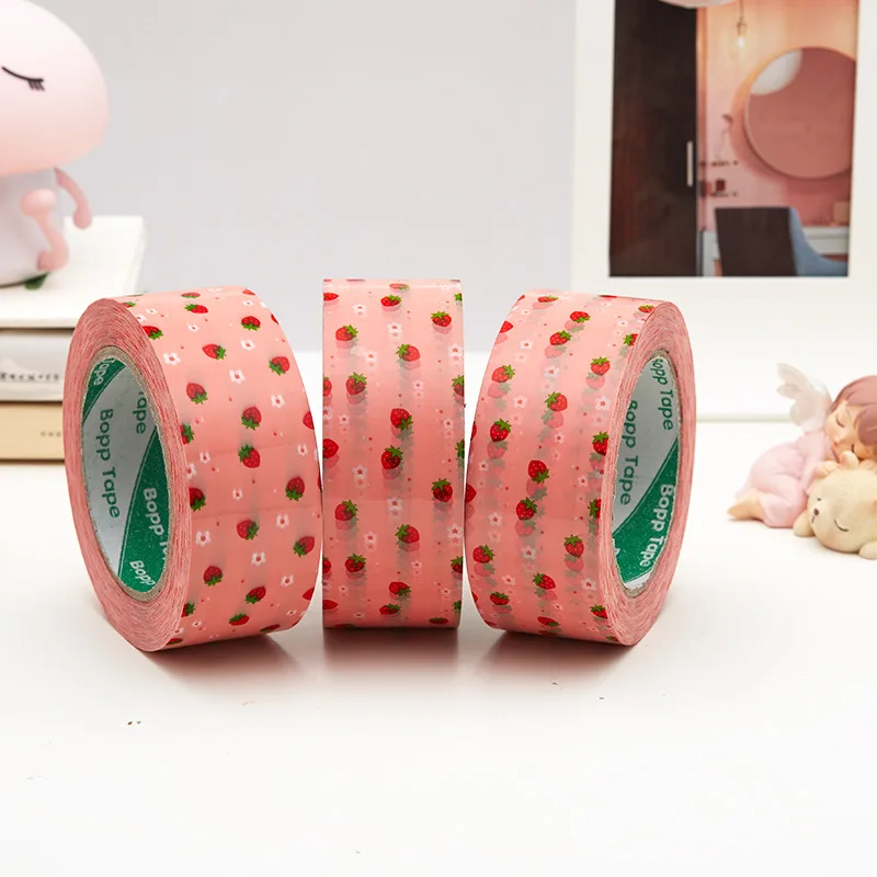 Pink Strawberry Packing Sealing Transparent Adhesive Tape for Small Business Supplies Shipping Express Packaging Gift Box Decor |