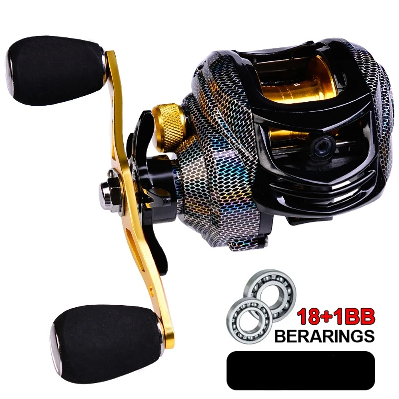 

18+1 BB Fishing Reels Baitcasting Reel 7.2:1 High Gear Ratio 10KG Max Drag Saltwater Bass and Freshwater Carp Fishing Coil Wheel