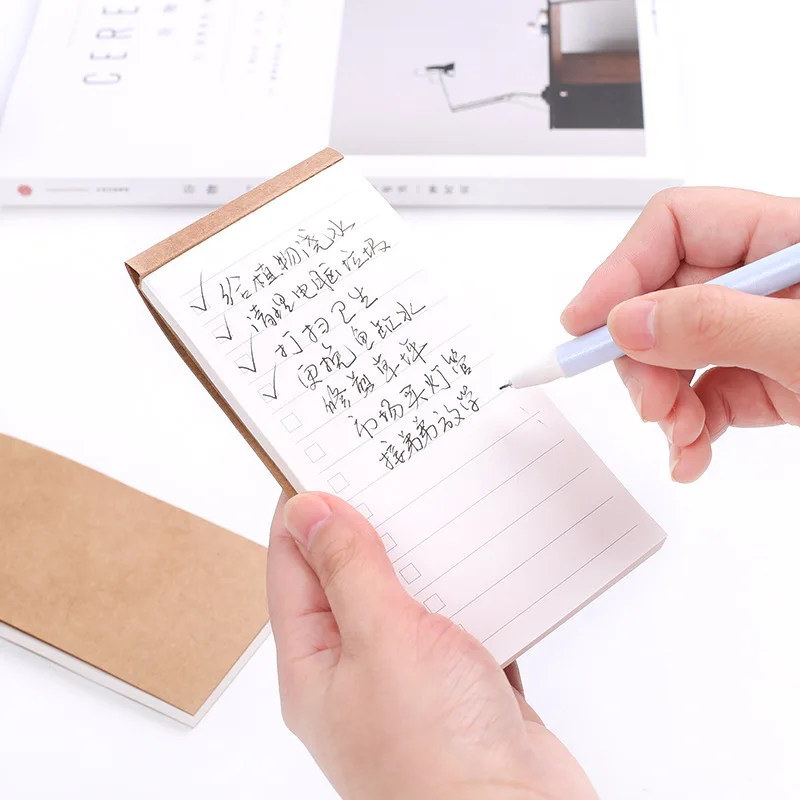

Retro Simple Kraft Paper Tearable Small Notebook Grid Notebook Portable Plan This Stationery