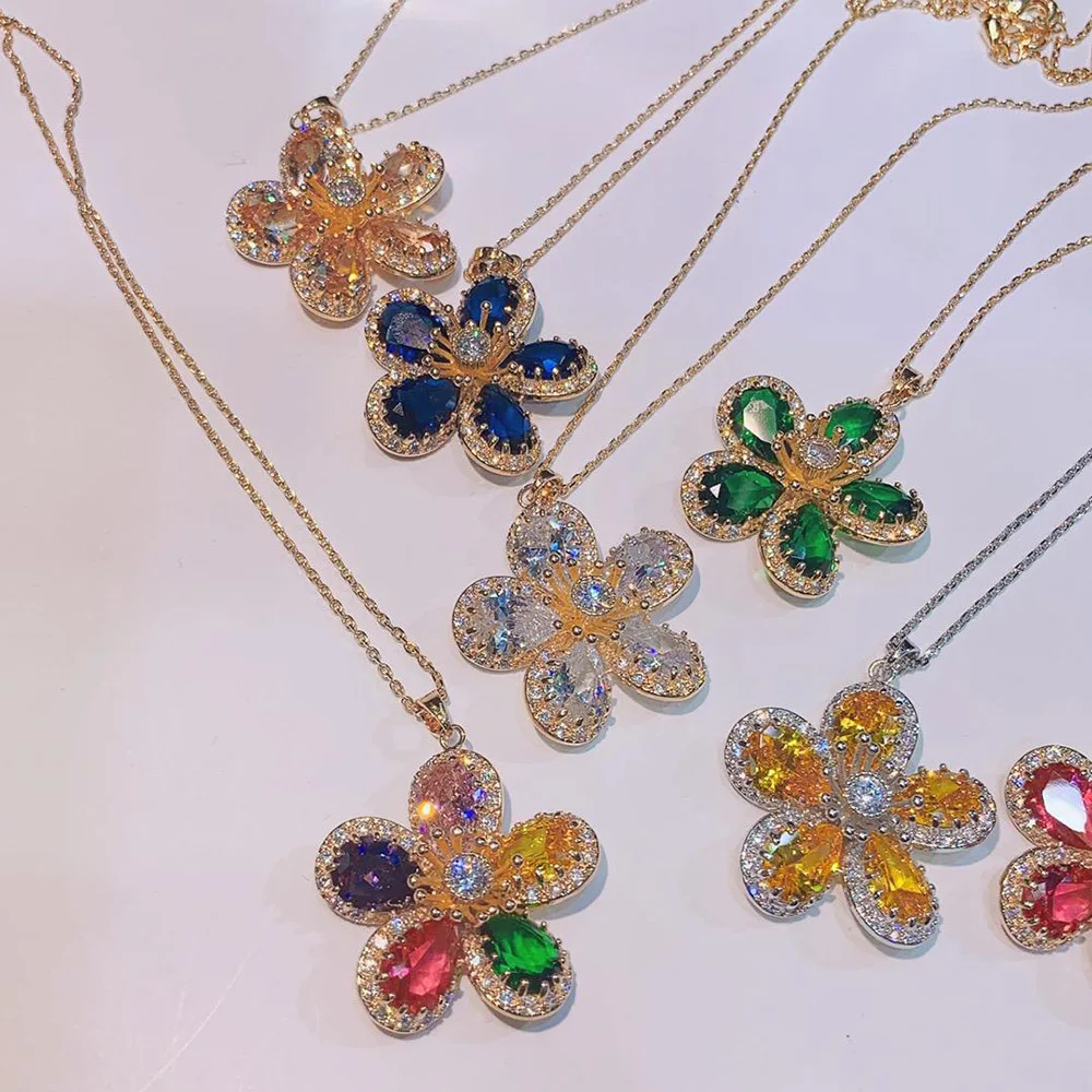 

Fashion Bridal Fashion Cubic Zirconia Choker Necklace Women Wedding Accessories Gold Chain Pendant Jewelry Collier Femme P22