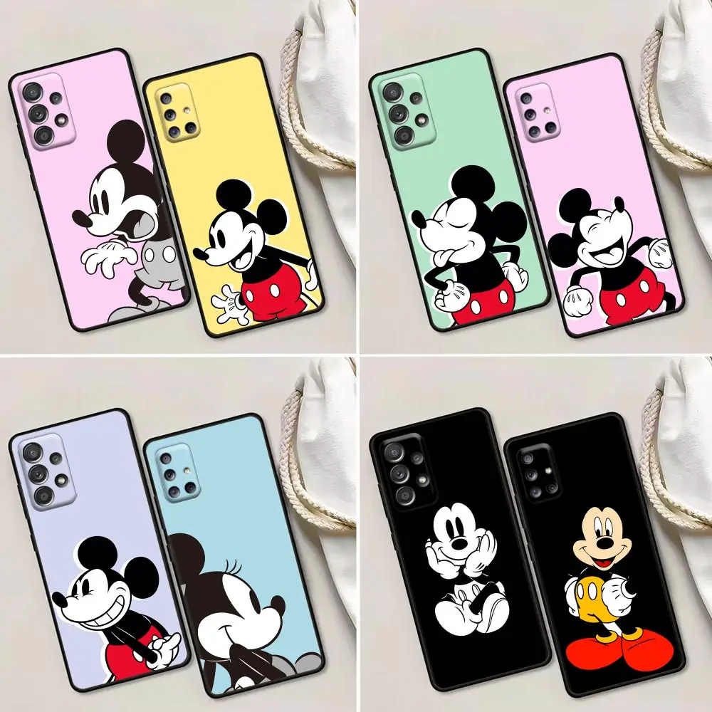 

Cartoon Mickey Mouse Black Case For Samsung Galaxy A52 A73 A53 A72 A52S A71 A51 A41 Note 20 Ultra 10 9 8 Back Cover Minnie Mouse