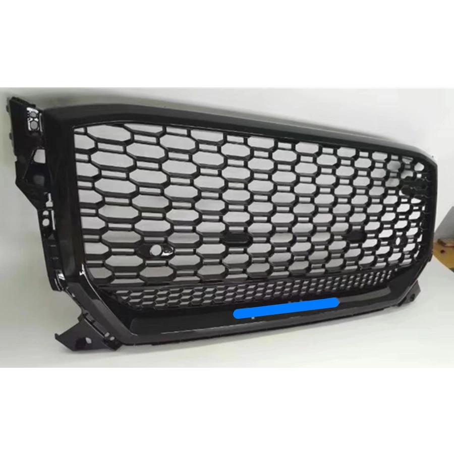 For RSQ2 Style Front Sport Hex Mesh Honeycomb Hood Grill Gloss Black for Audi Q2/SQ2  2017 2018 2019