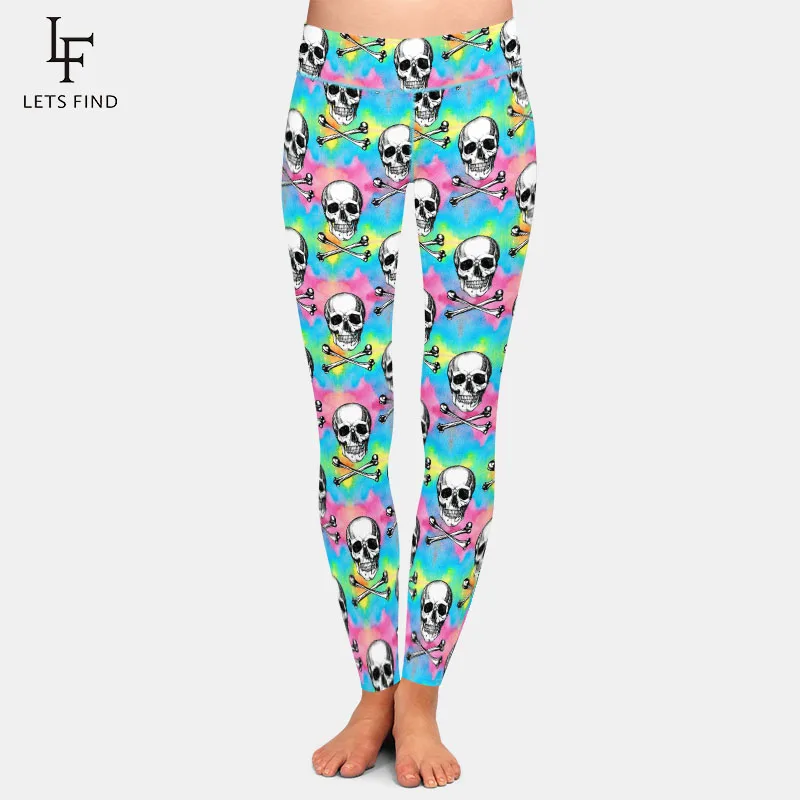 LETSFIND High Quaility 3D Human Skulls and Bones Digital Printing Women Legging High Waist Fitness Stretch Leggings