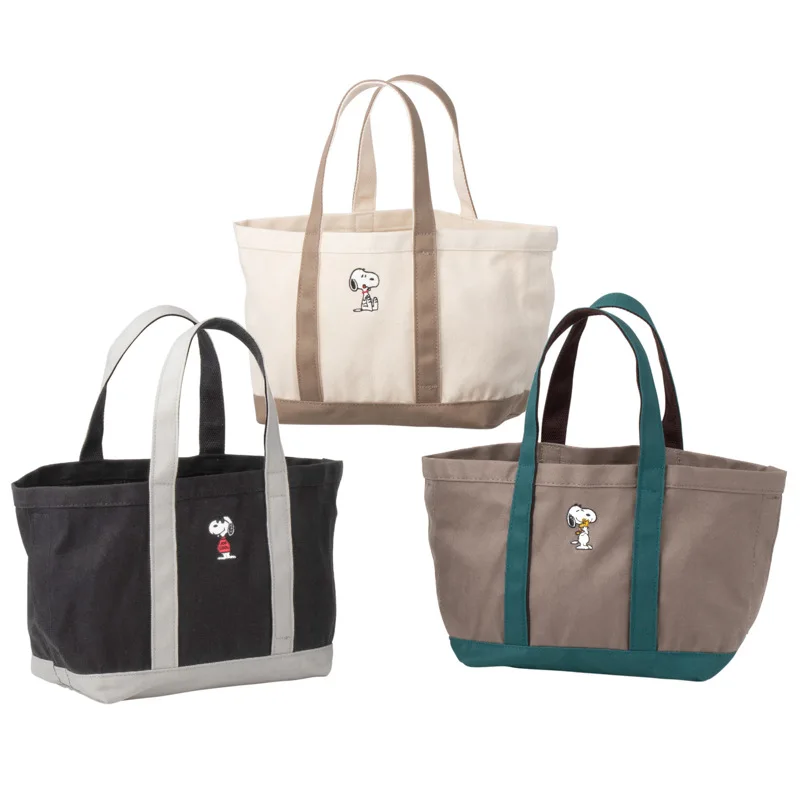 

Большая Холщовая Сумка с мультяшным аниме снупом, повседневная сумка через плечо, многофункциональная сумка для мам, Студенческая дополнит...