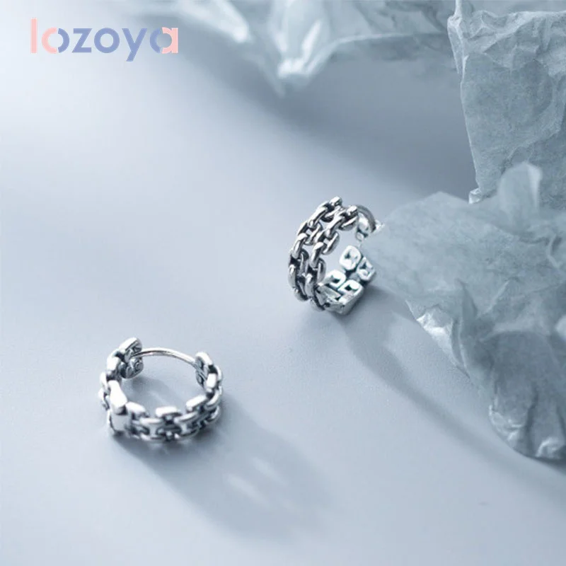 

Женские серьги-гвоздики Lozoya, короткие серьги из серебра 100% пробы с полыми цепочками