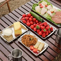 outdoor 304 stainless steel barbecue plate thickened rectangular barbecue plate sushi plate flat plate tray korean tableware