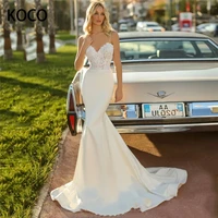 macdugal wedding dress 2022 sexy v neck spaghetti bridal mermaid gown simple applique sweep train vestido de novia custom made