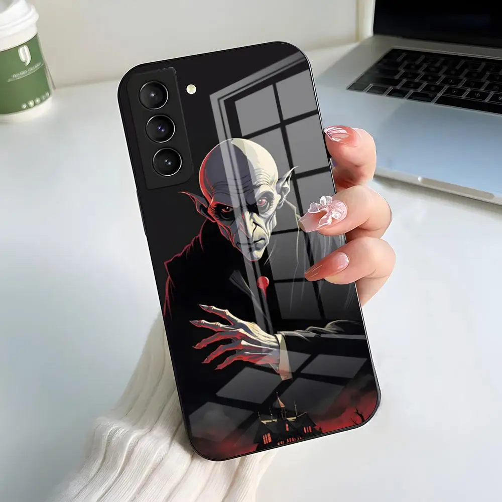 Фото Чехол для телефона N-nosferatu Classic Horror Movie для Samsung S25 S24 FE S23 S22 S21 Plus S20 Ultra Note20Ultra, черный стеклянный чехол №2