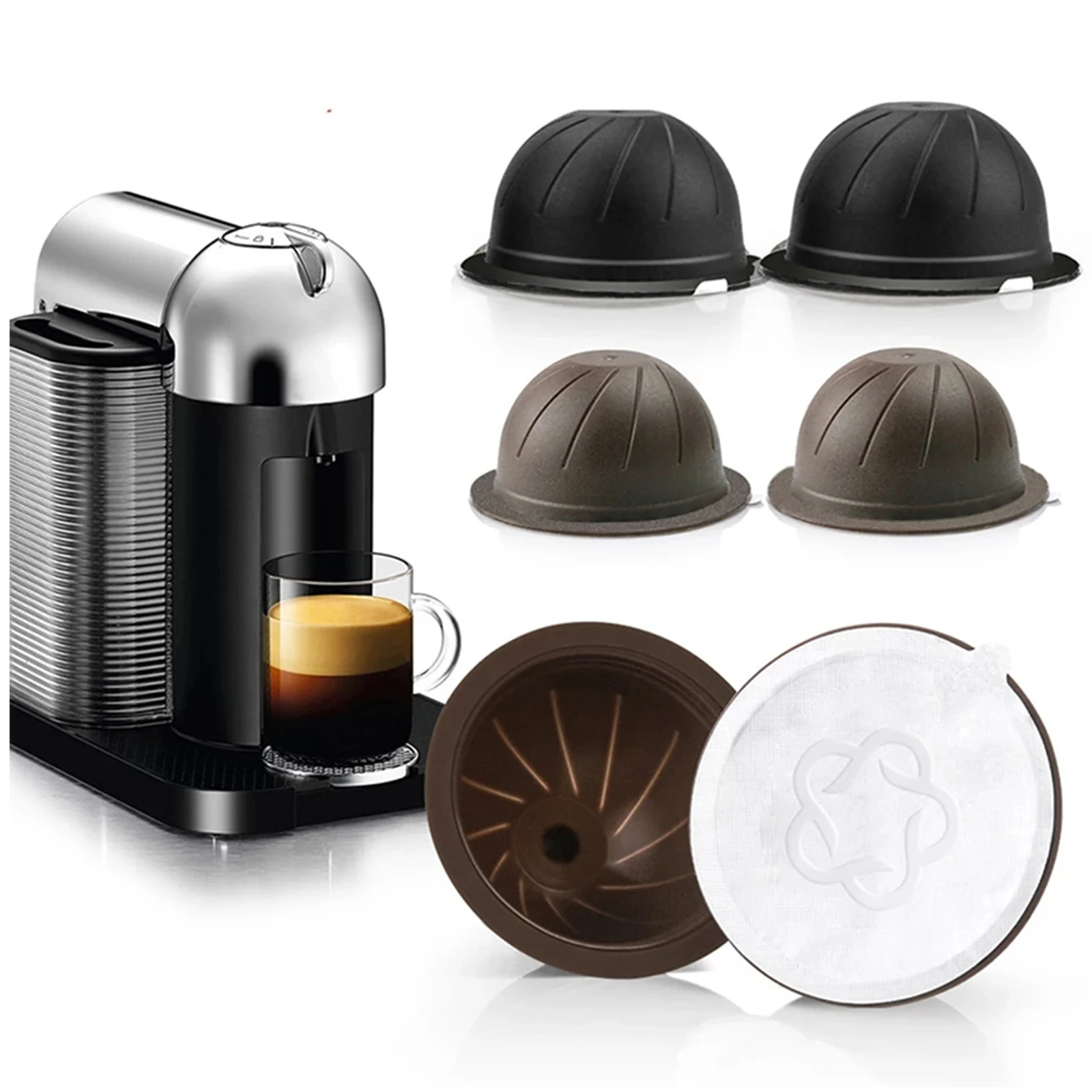 

1 Piece Reusable Coffee Filters Food Grade PP Plastic Durable Refillable Coffee Capsules Without Aluminum Foil 150ml/230ml