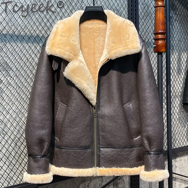 

Fashion Winter Sheepskin Leather Jacket Men Fur Coat Original Leather Fur One Fur Jacket for Men Flight Suit Men’s Jacket FCY