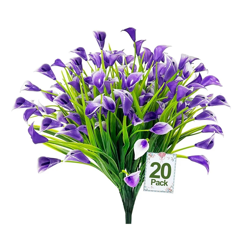 

Calla Lily Artificial Flower Plants, Faux Fake Plants Plastic Spring Flower Indoor Outside Planter Home Decor