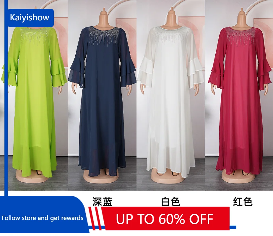 

Abayas For Women Dubai Luxury 2023 Chiffon Boubou Muslim Fashion Caftan Marocain Wedding Evening Party Dresses African Clothes