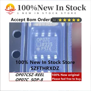 100% NEW ORIGINAL OP07CSZ-REEL SOP-8 OP07C SOP8 Op Amp Single Low Offset Voltage Amplifier ±18V 8-Pin