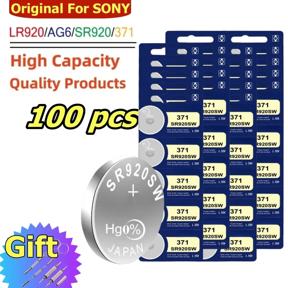 100 шт. оригинальные батарейки для SONY 371 SR920SW часов игрушек монет с дистанционным